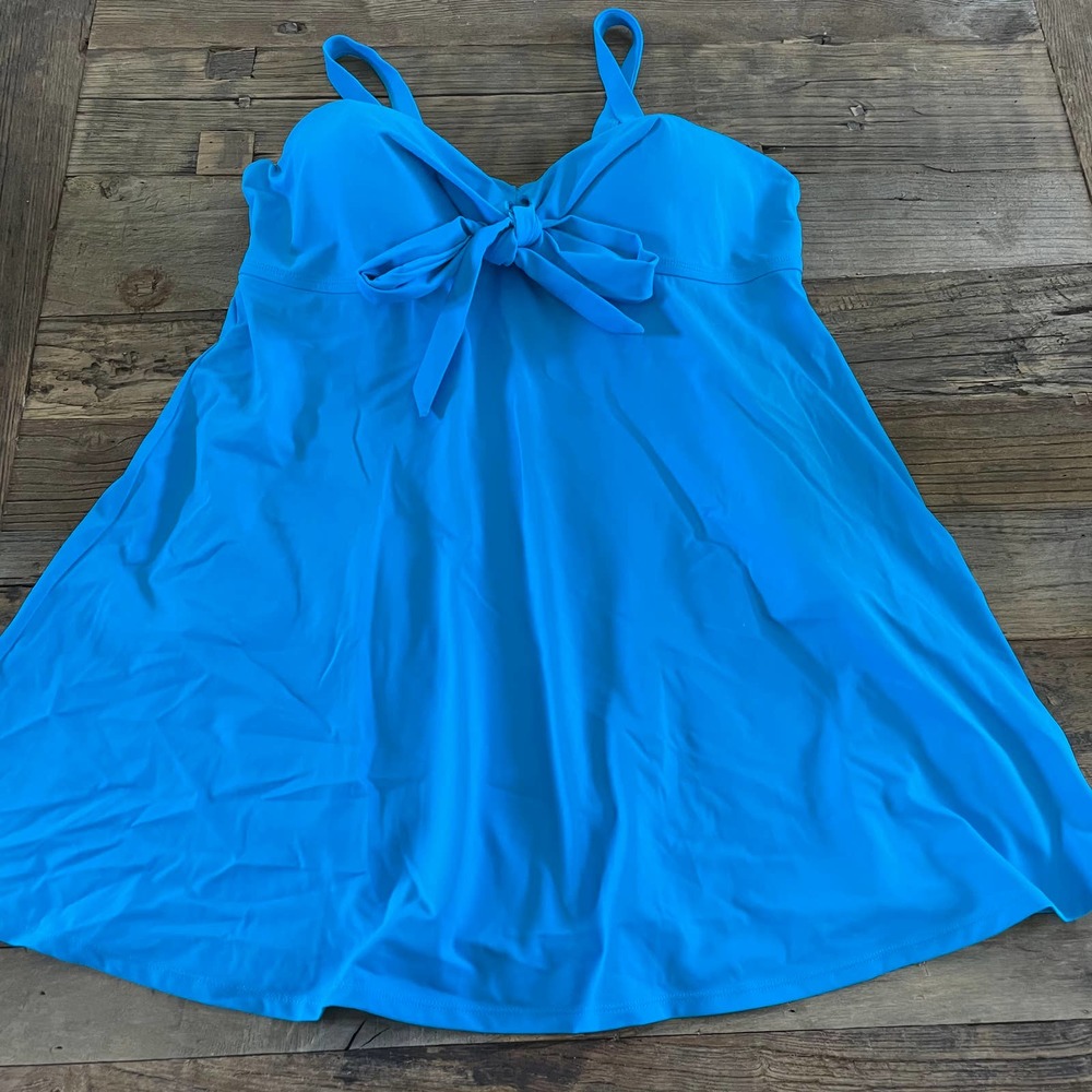 Swim 365 Blue Bow Convertible Strapless Swimsuit